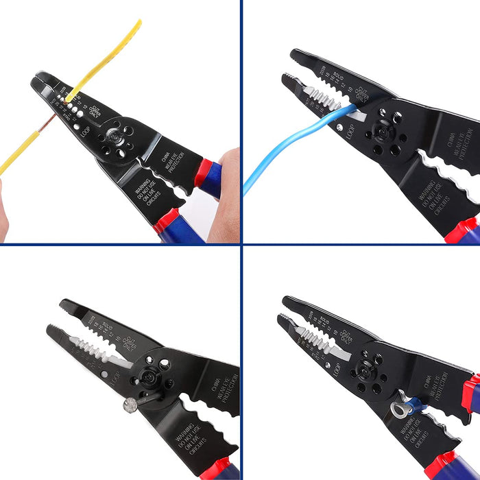 WORKPRO Wire Stripper Set, 8-Inch Multi-Tool Stripper and 8-Inch Self-Adjusting Wire Stripper Set for Stripping, Cutting and Crimping
