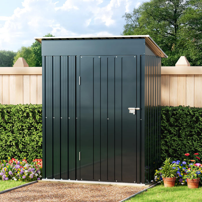 Wall Board 5x3 ft Metal Shed (Sliding Door), Galvanized Iron Color Steel - Height of Wall 170cm