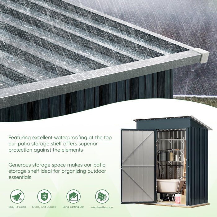 Wall Board 5x3 ft Metal Shed (Sliding Door), Galvanized Iron Color Steel - Height of Wall 170cm