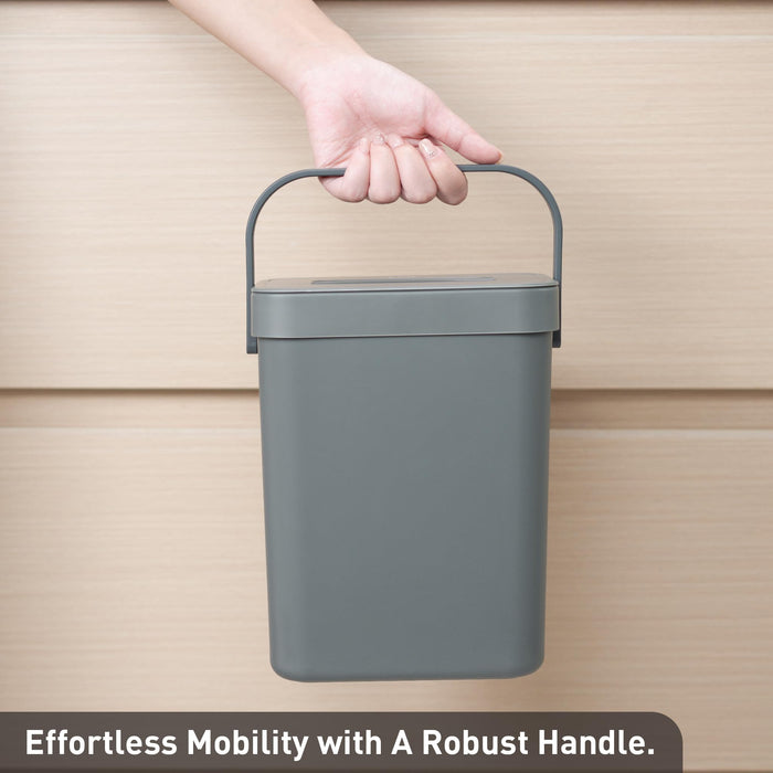 EKO Puro Mini Wall-Mounted Kitchen Trash Can with Lid, Food Waste Caddy, 5L