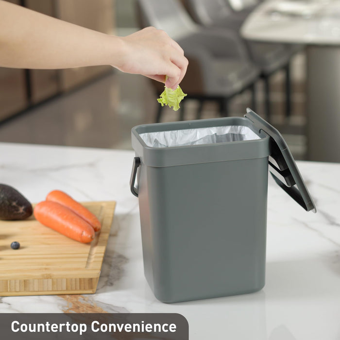 EKO Puro Mini Wall-Mounted Kitchen Trash Can with Lid, Food Waste Caddy, 5L