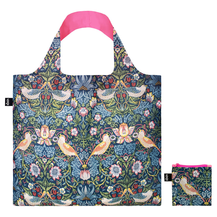LOQI William Morris The Strawberry Thief Bag Neon Pink