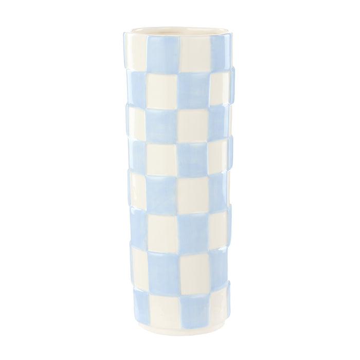 Emporium Lulu Collection Check Vase Round Blue