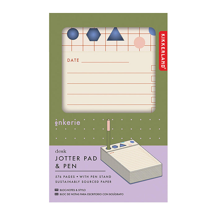 Kikkerland Inkerie Desk Jotter Pad & Pen Multi