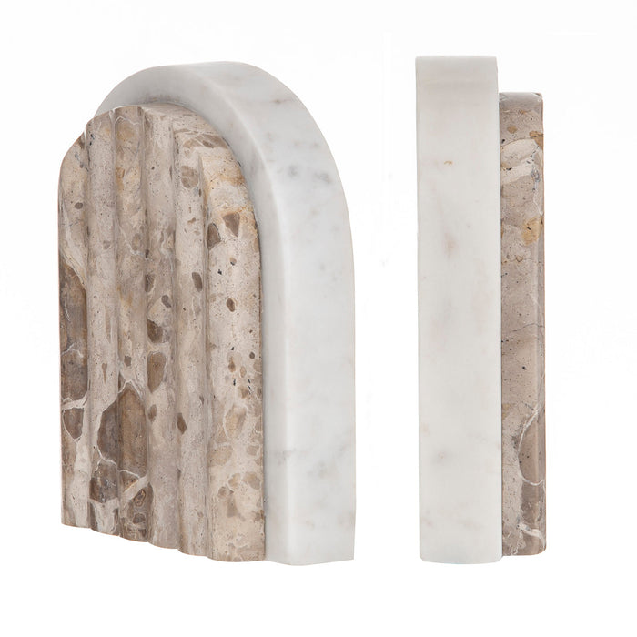Grand Designs Carprani Bookends 2pcs Set White & Beige