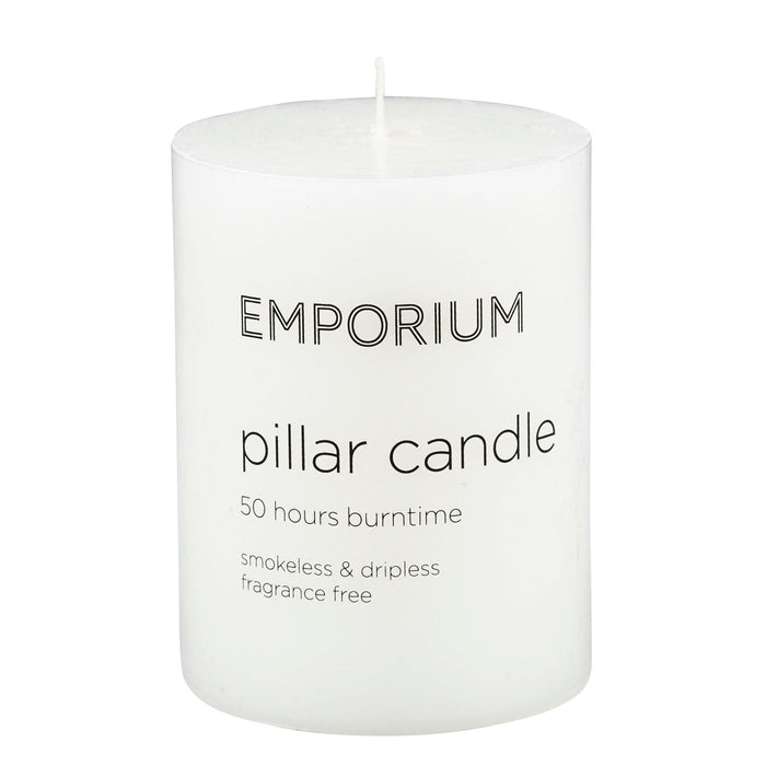 Emporium Pillar Candle White 7.5x7.5x10cm