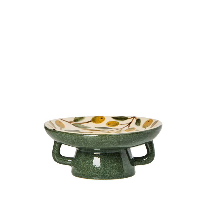 Society Home Olea Footed Dish Natural & Green & Amber