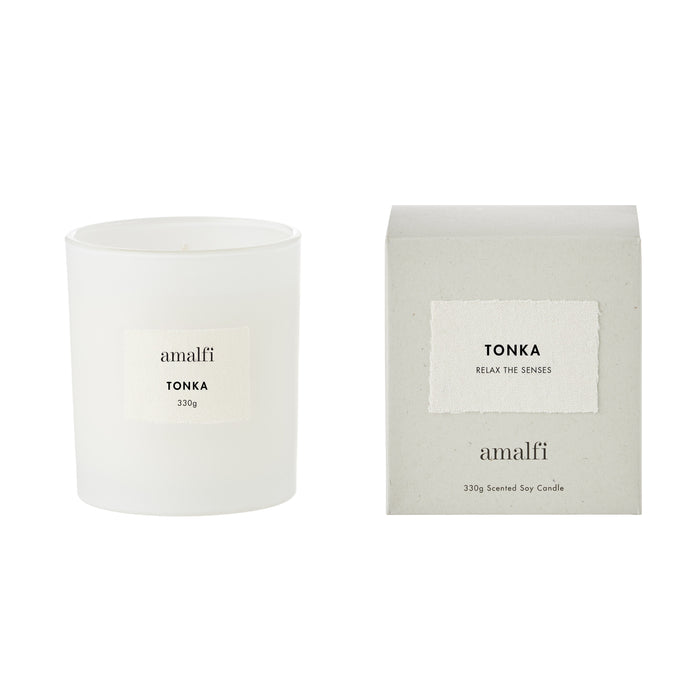 Amalfi Tonka Scented Soy Wax Candle 330g White