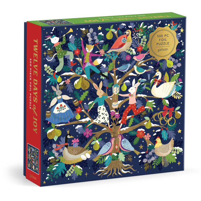 Galison Twelve Days of Joy Foil Puzzle - 500pc Multi-Coloured