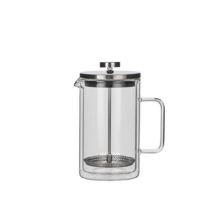 Leaf & Bean Double Wall Glass Plunger 4 Cups Clear