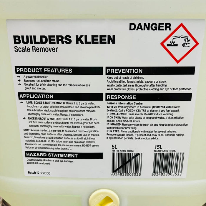 Oates CHRC-15005 Builders Kleen 5L, 15015 15L