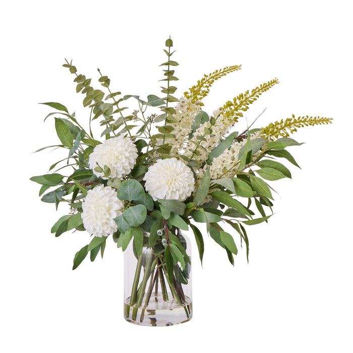 Rogue Chrysanthemum Eucalyptus Mix - Pauline Vase White & Green