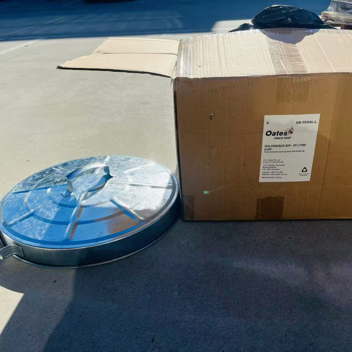 Oates - Galvanized Bin and Lockable Lid - (55 Liter) & (76 Liter)