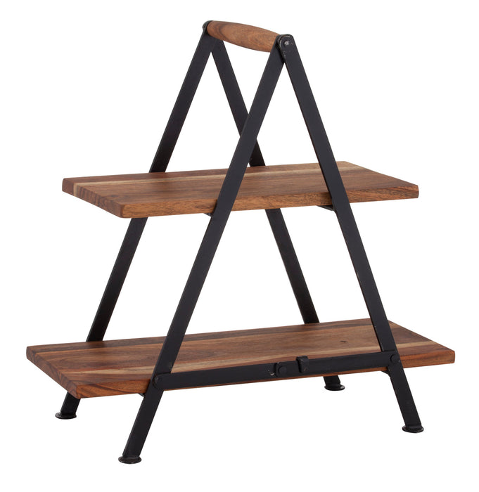 Davis & Waddell Fine Foods Two Tier Serving Stand Natural & Black