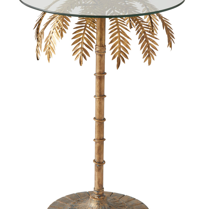 Amalfi Palm Tree Side Table Gold & Clear