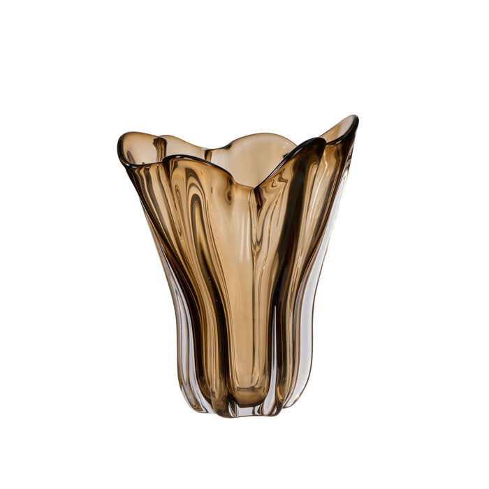 Amalfi Wavy Glass Vase Amber