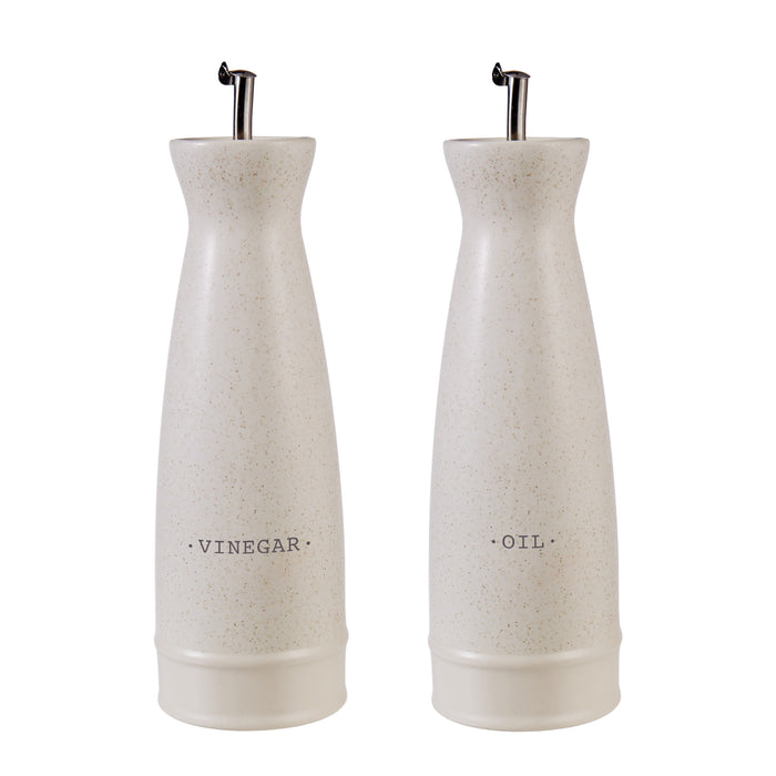 Davis & Waddell Darley Stoneware Oil And Vinegar 2pcs Set Cream Speckle