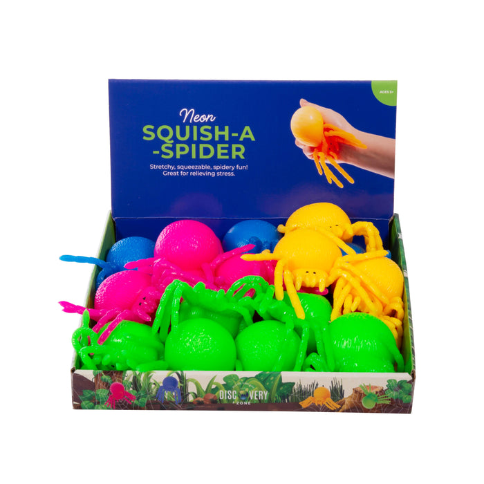 Discovery Zone Squish-A-Spider Neon (CDU 24pcs/4 Assorted