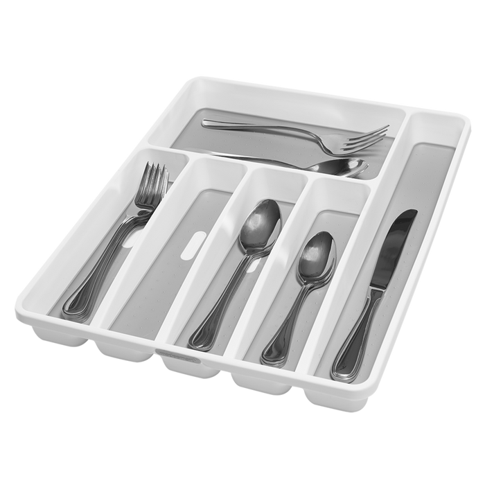 6 COMPARTMENT CUTLERY TRAY 40.46 X 33 X 4.6CM WHITE