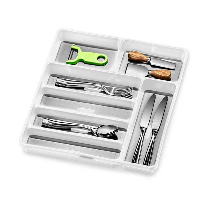 LARGE 7 COMPARTMENT CUTLERY TRAY 40.5 X 35.5 X 4.7CM WHITE