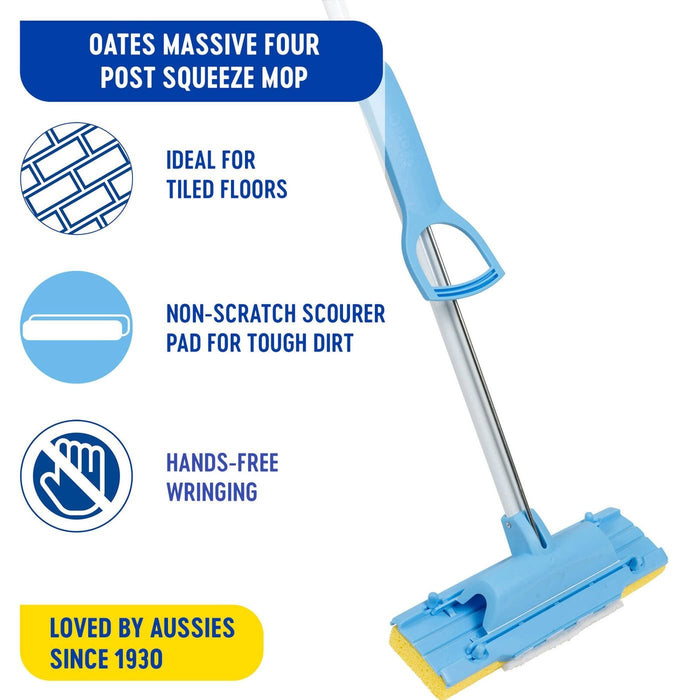 Oates Massive Squeeze Mop 130cm, 4 Pack