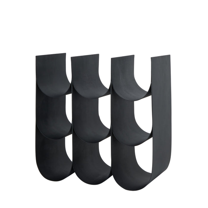 Davis & Waddell Scalloped 9 Bottle Wine Rack Black