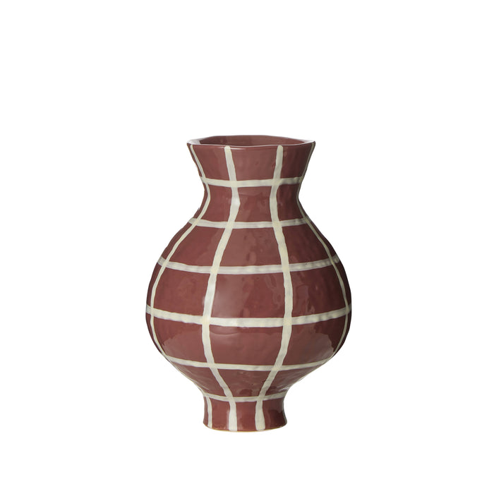 Amalfi Eden Check Vase Burgundy Check
