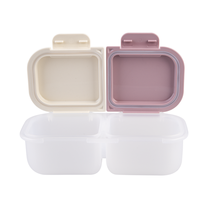 2 COMPARTMENT SNACK CONTAINER PINK - IVORY