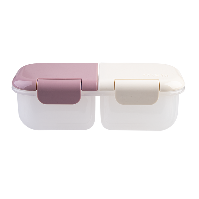 2 COMPARTMENT SNACK CONTAINER PINK - IVORY