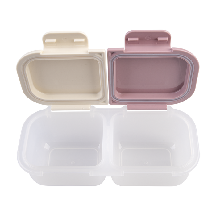 2 COMPARTMENT SNACK CONTAINER PINK - IVORY