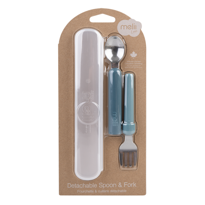 DETACHABLE SPOON & FORK BLUE
