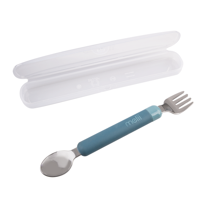 DETACHABLE SPOON & FORK BLUE