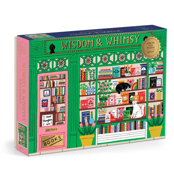 Galison Wisdom and Whimsy Bookshop Foil Puzzle - 1000pc Multi-Coloured