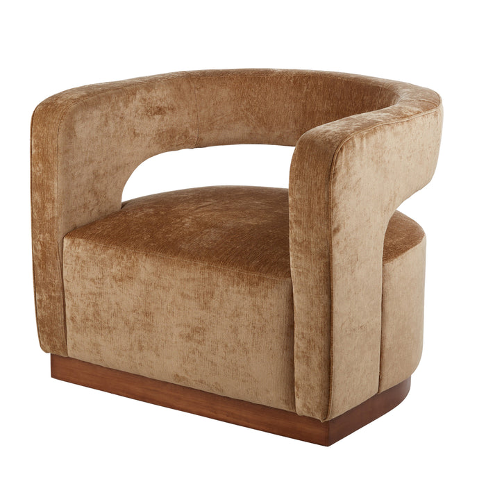 Grand Designs Gold Aged Velvet Armchair Gold & Walnut