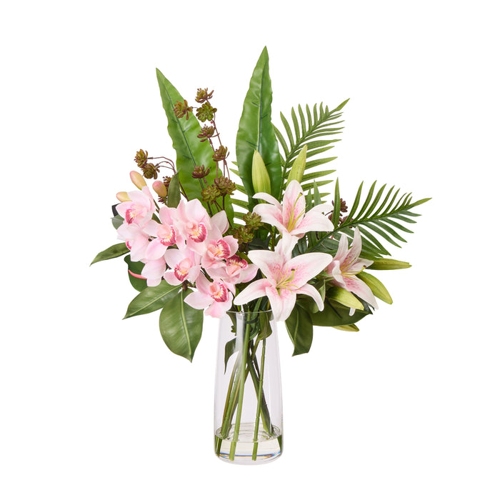 Rogue Lily Rubber Tree Mix - Alana Vase Pink & Green