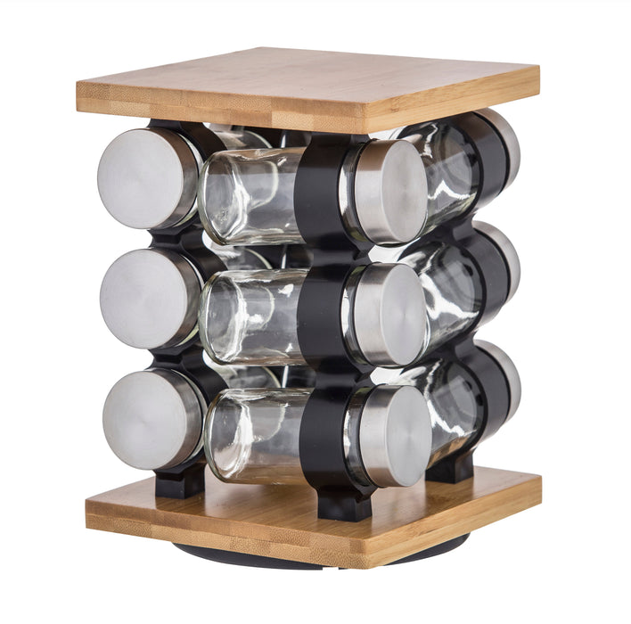 Davis & Waddell Romano Spice Jar Set with Rack 12pcs Set Natural & Clear