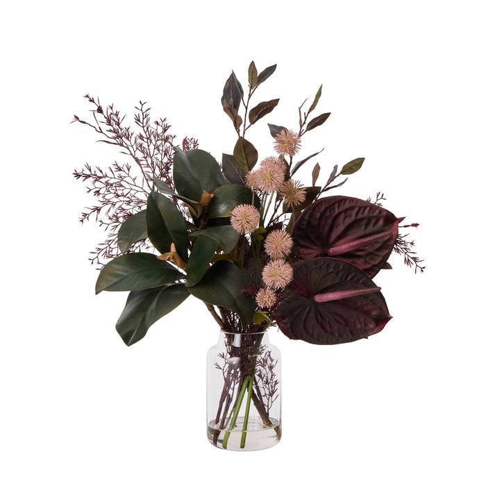 Rogue Anthurium Eucalyptus Fig Mix - Pauline Vase Purple