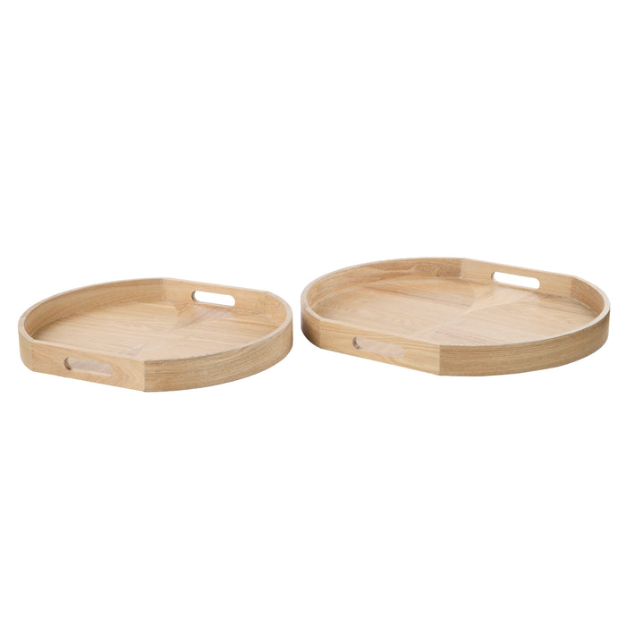 Amalfi Elwood Ash Wood Veneer Tray 2pcs Set Natural