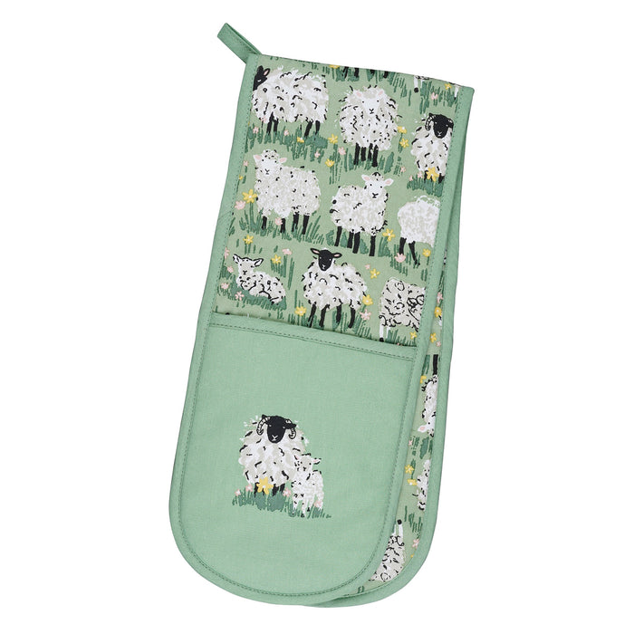 Ulster Weavers Woolly Sheep Double Oven Glove Green