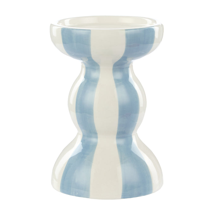 Emporium Lane Stripe Candle Holder Small Blue & White