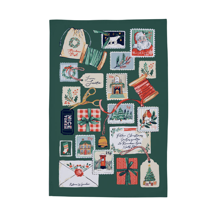Ulster Weavers Letters to Santa Tea Towel Green