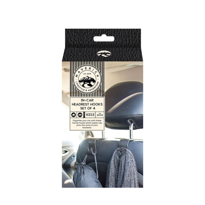 Maverick In-Car Headrest Hooks CDU 4pcs Black