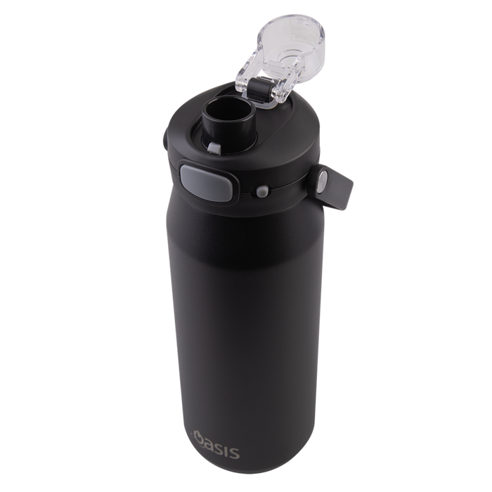 CERAMIC LINED S/S T/WALL INS. BOTTLE W/QUICK RELEASE 750ML BLACK