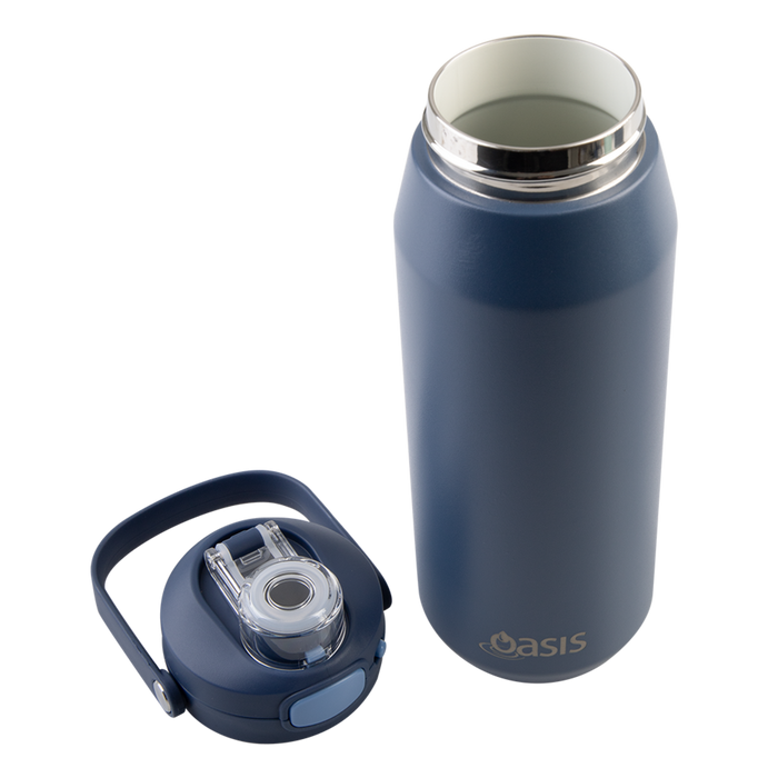 CERAMIC LINED S/S T/WALL INS. BOTTLE W/QUICK RELEASE 750ML INDIGO