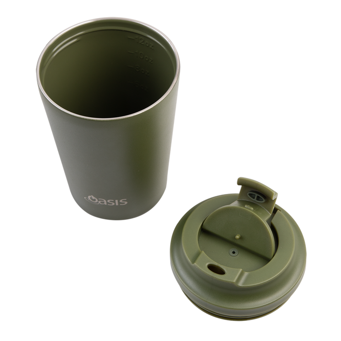 CERAMIC LINED S/S D/WALL INS. COFFEE CUP 360ML FOREST GREEN