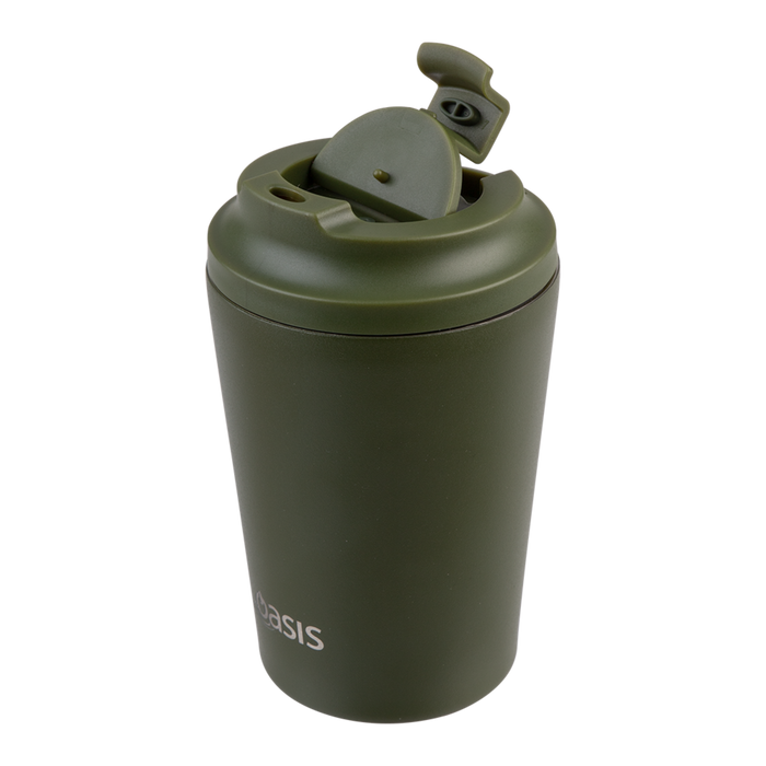 CERAMIC LINED S/S D/WALL INS. COFFEE CUP 360ML FOREST GREEN
