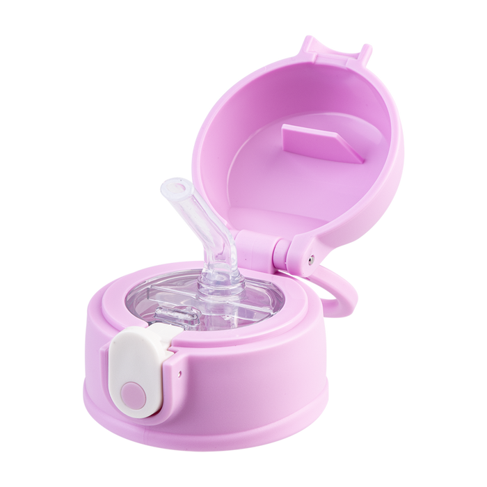S/S D/WALL INS. KID'S DRINK BOTTLE W/ SIPPER STRAW 550ML BOWS & HEARTS