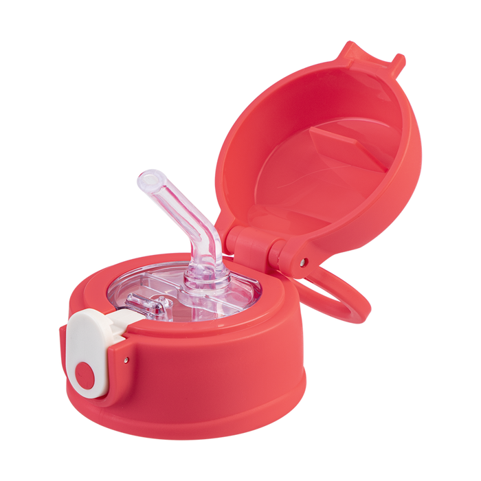 S/S D/WALL INS. KID'S DRINK BOTTLE W/ SIPPER STRAW 550ML CHERRY CRUSH