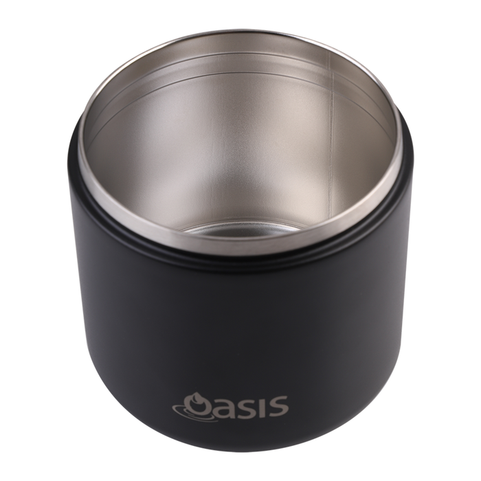 Oasis Insulated Food Flask Quick Release Lid & Spork 550 ml - Black