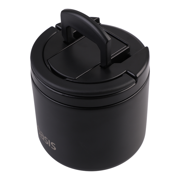 Oasis Insulated Food Flask Quick Release Lid & Spork 550 ml - Black